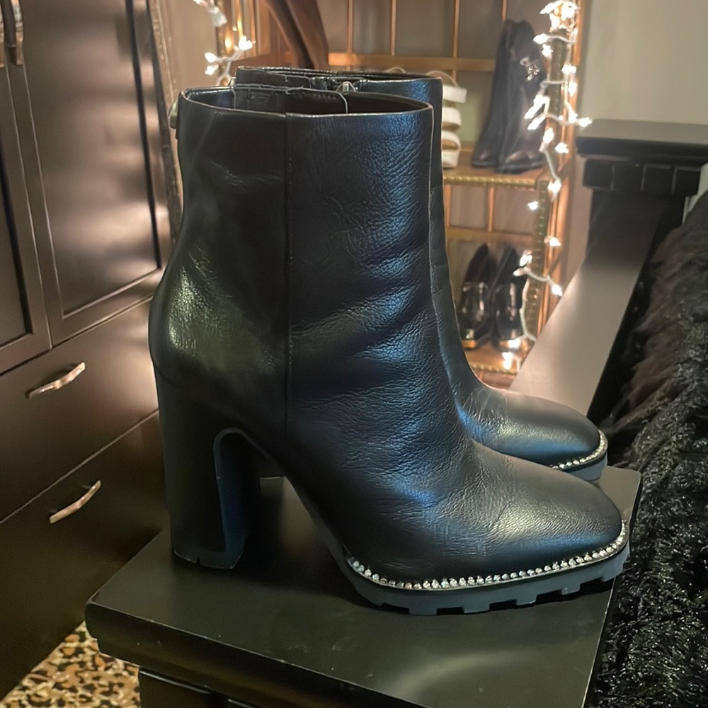 Karl Lagerfeld Paris-Peppy Womens Embellished /rhinestones Ankle Boots